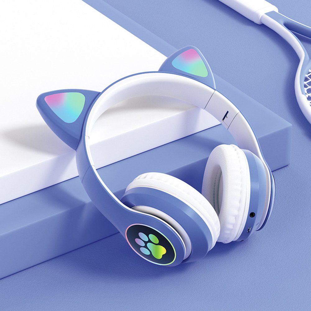 GelldG Bluetooth Kopfhörer Kinder, Faltbare Mädchen Kopfhörer Over Ear Bluetooth-Kopfhörer blau