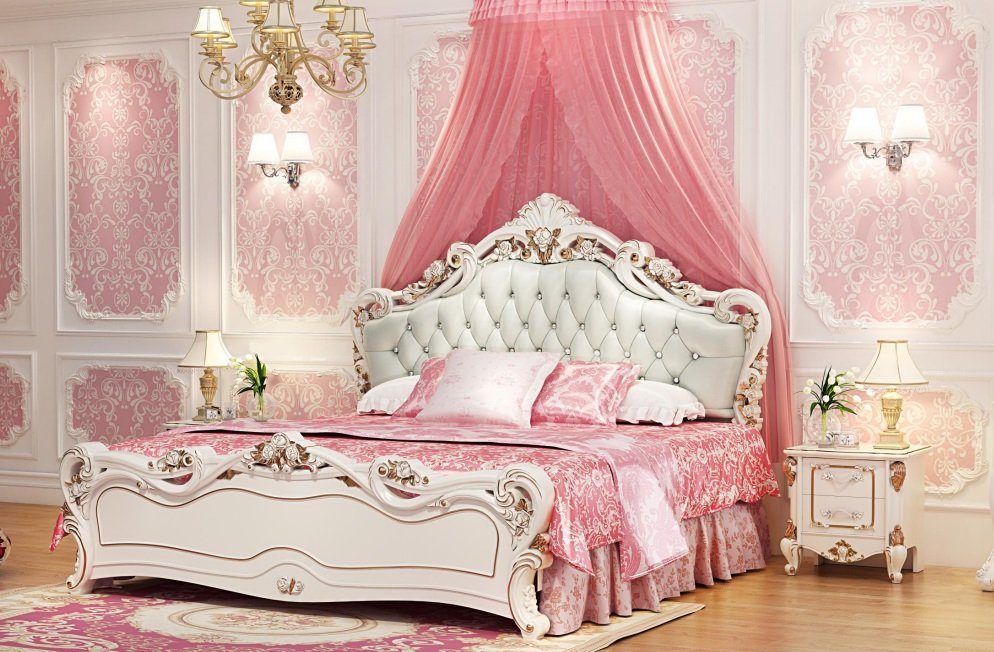 JVmoebel Bett, Königliches Schlafzimmer Bett Doppelbett Betten Möbel Weiß