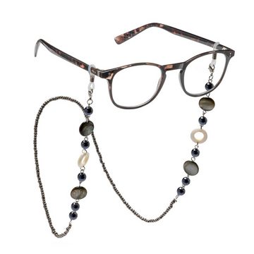 FEFI Brillenkette "ELLA" mit echtem Perlmutt und synth. Perlen, in goldfarbenem Organza-Säckchen + Faltschachtel