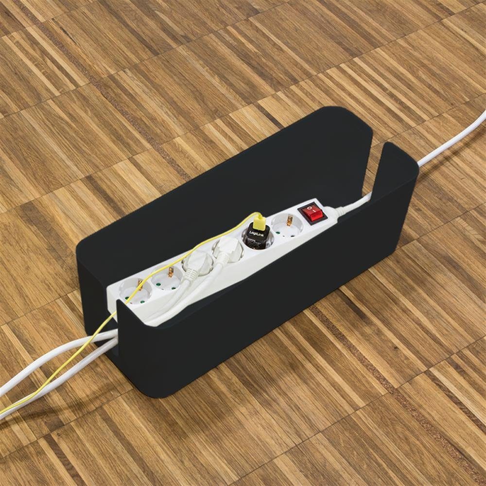 LogiLink Kabelbox KAB0077, (Set, 3-tlg., Kunststoffbox-Set in 3 Größen), zum Verstecken von Kabelgewirr, Seitliche Kabeldurchführung, schwarz
