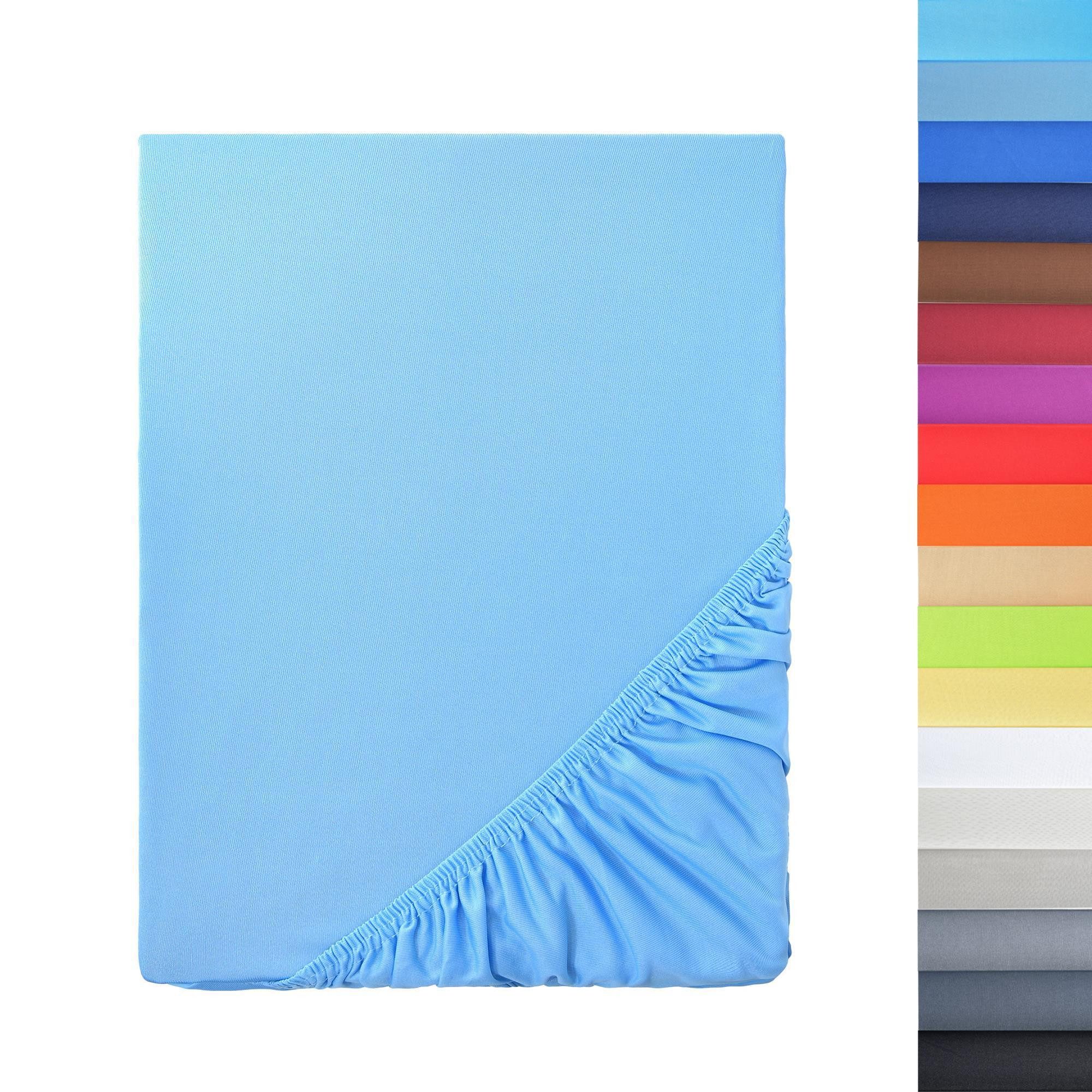 NatureMark Spannbettlaken Boxspringbett Mikrofaser Spannbetttuch 200x220cm, Polyester, Gummizug: rundum, blau