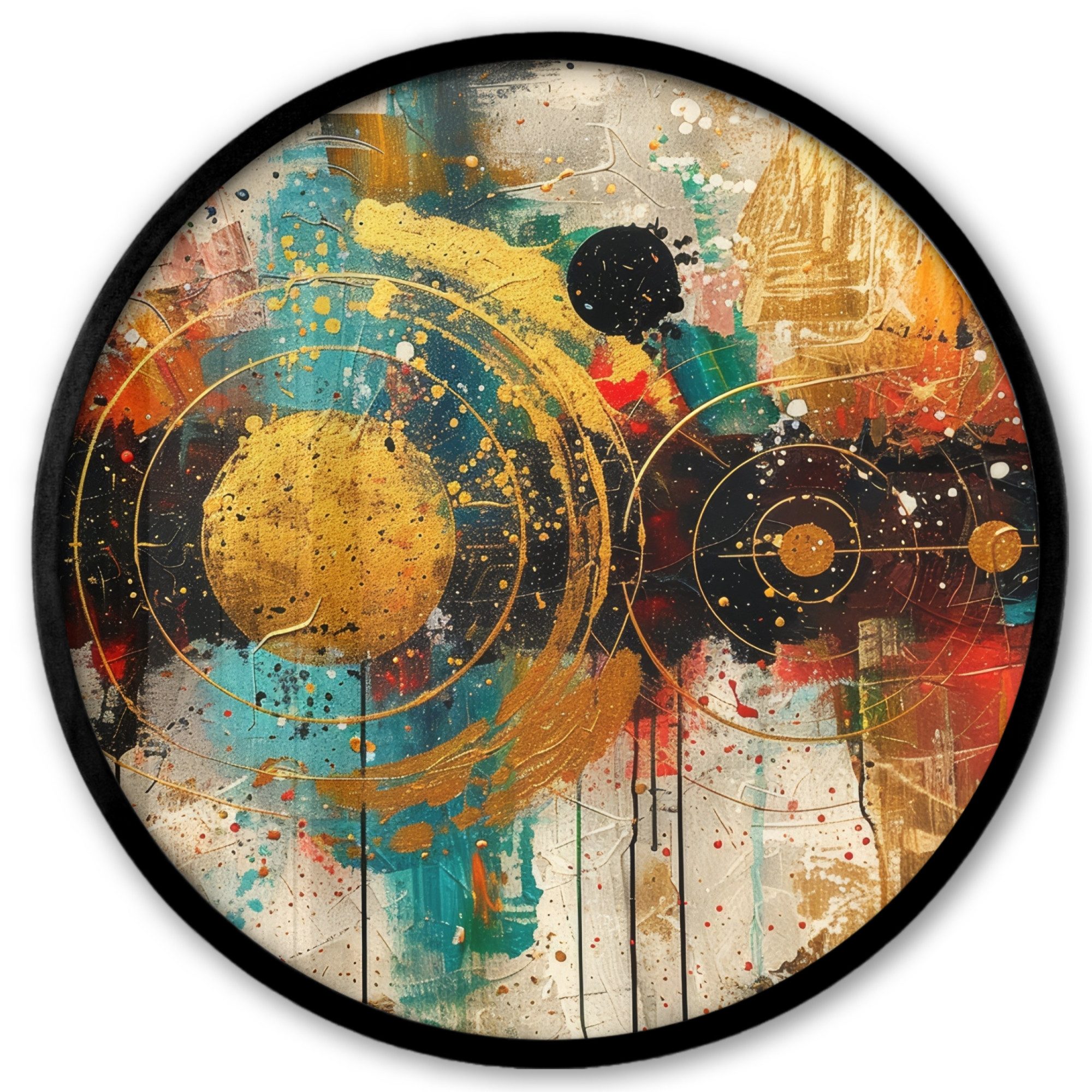 MuchoWow Poster Rund - Kunst - Abstrakt - Ästhetisch - Gold, (1 St), Runde Wandbilder, Deko für Wohnzimmer und Schlafzimmer, 40x40 cm