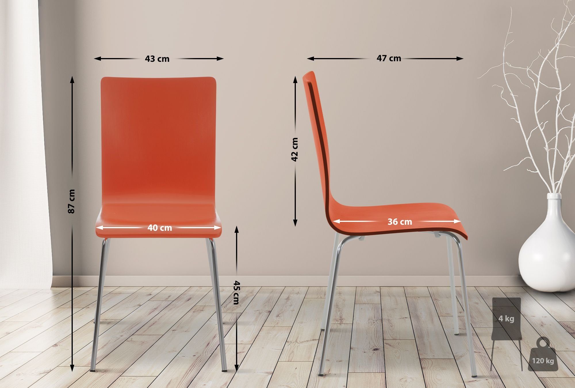 CLP Besucherstuhl Pepe, ergonomisch geformter Holzsitz günstig online kaufen