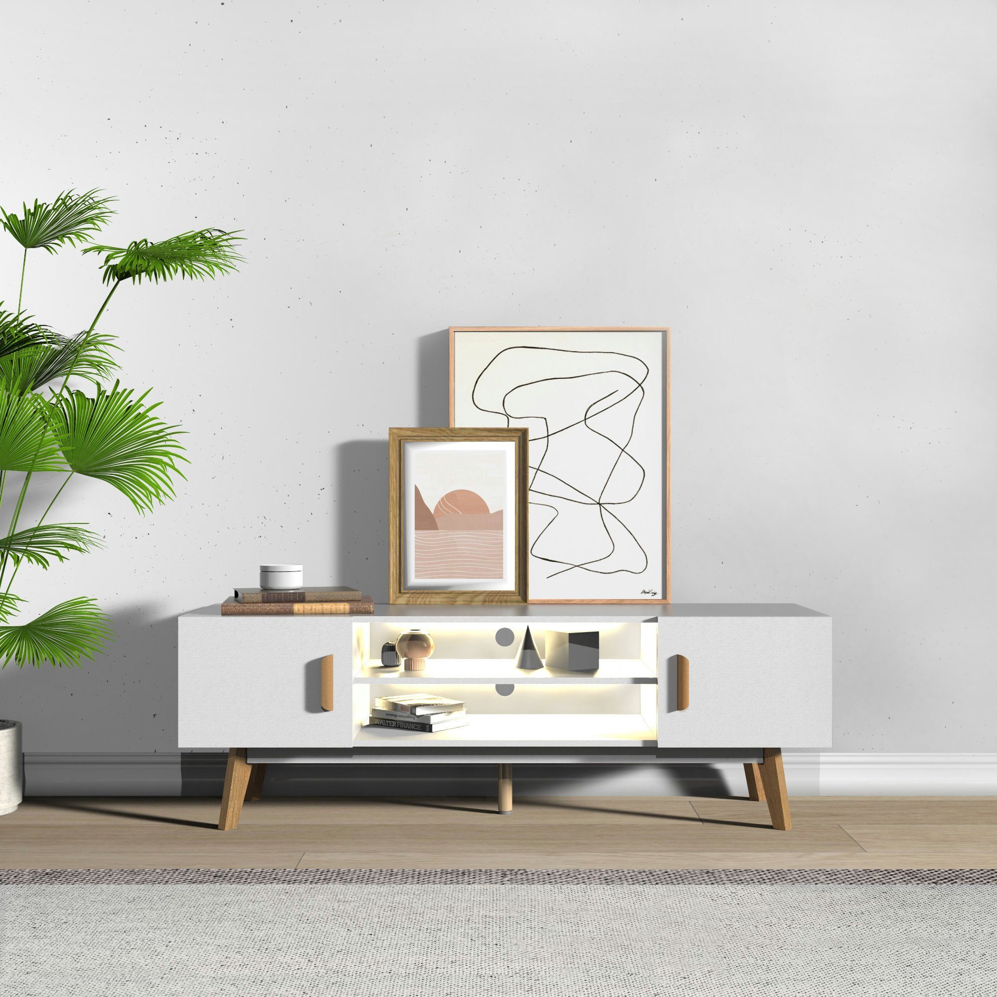 kalb Lowboard Lia weißes TV Lowboard günstig online kaufen