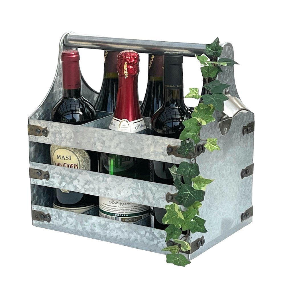 DanDiBo Flaschenträger Weinträger Metall mit Öffner 6 Flaschen günstig online kaufen