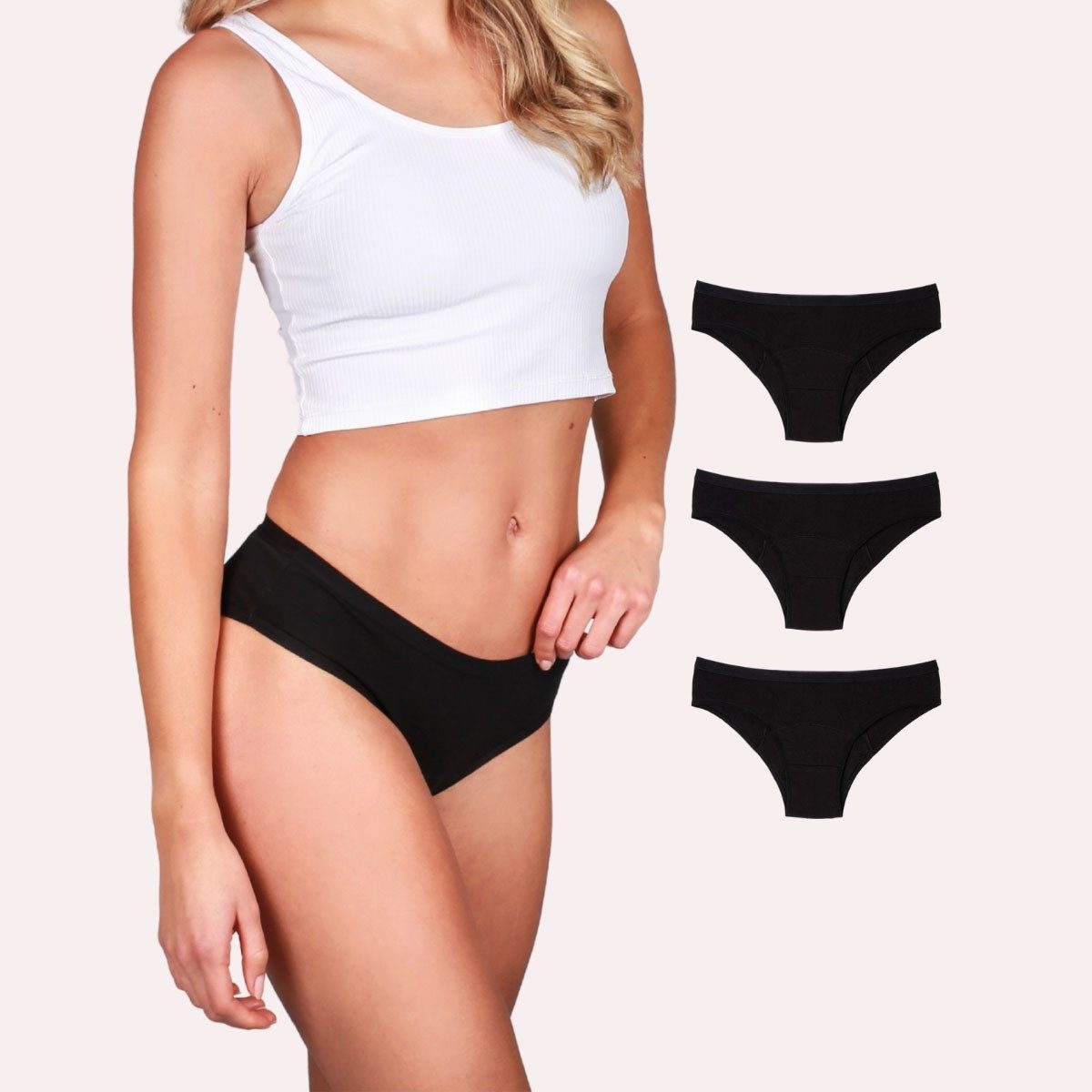 Taynie Periodenslip Classic extra stark - Periodenunterwäsche starke Blutung - Damen (3-St., 1er-Pack) Periodenunterwäsche / Periodenslip aus Bio Baumwolle