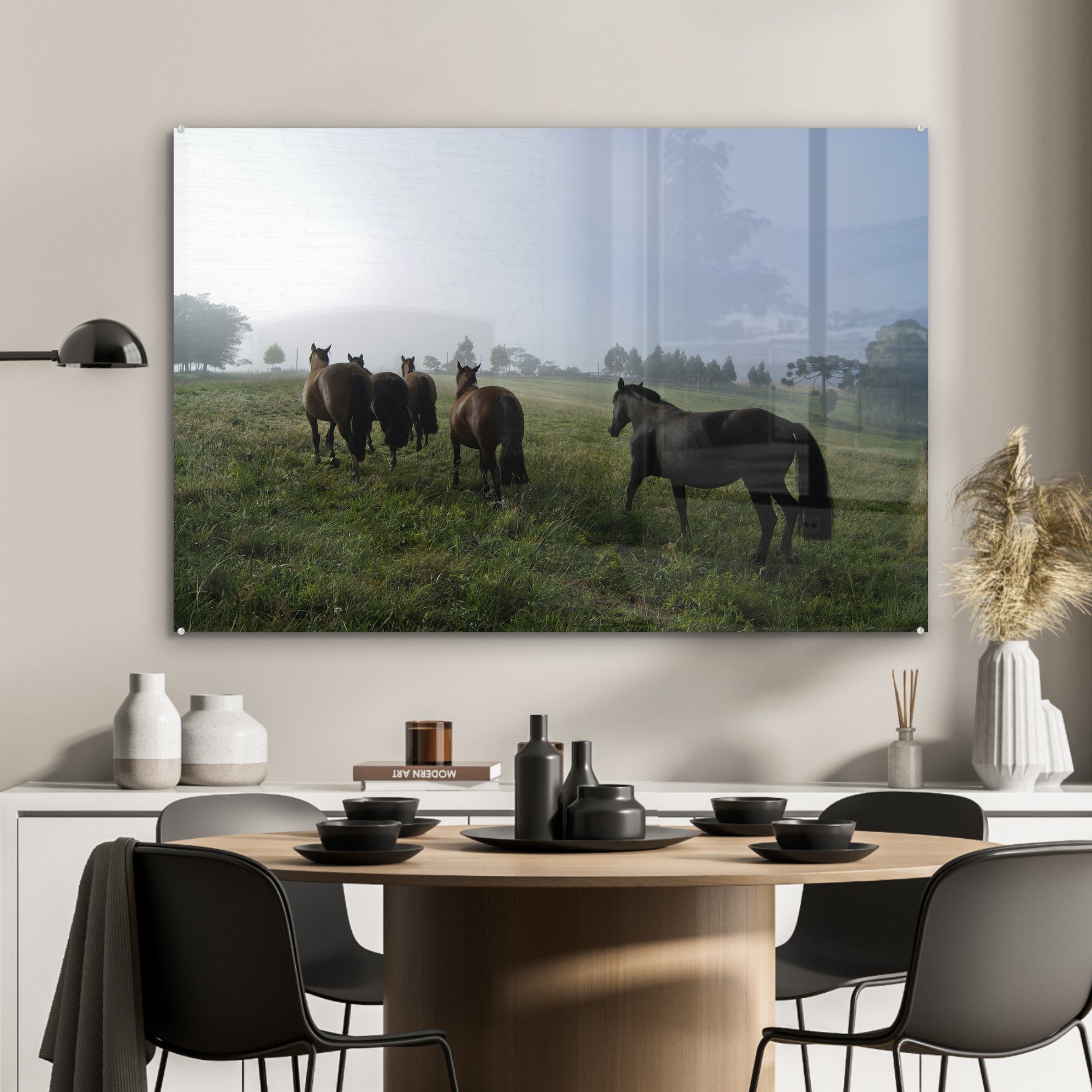 Criollo Schlafzimmer - (1 MuchoWow Acrylglasbild Pferde - St), Wohnzimmer Gras, & Acrylglasbilder