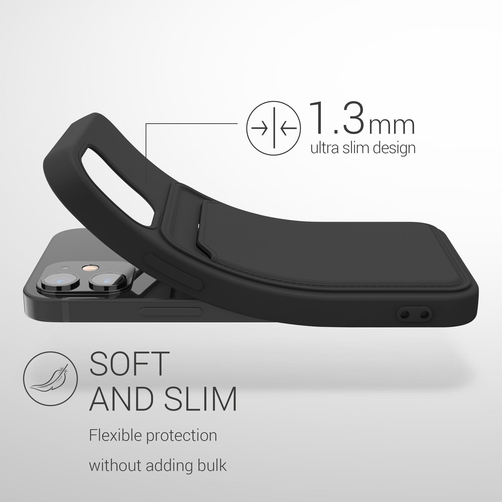 kwmobile Handyhülle Hülle für Apple iPhone 12 mini, Handyhülle mit Fach für Karten - Handy Cover Case