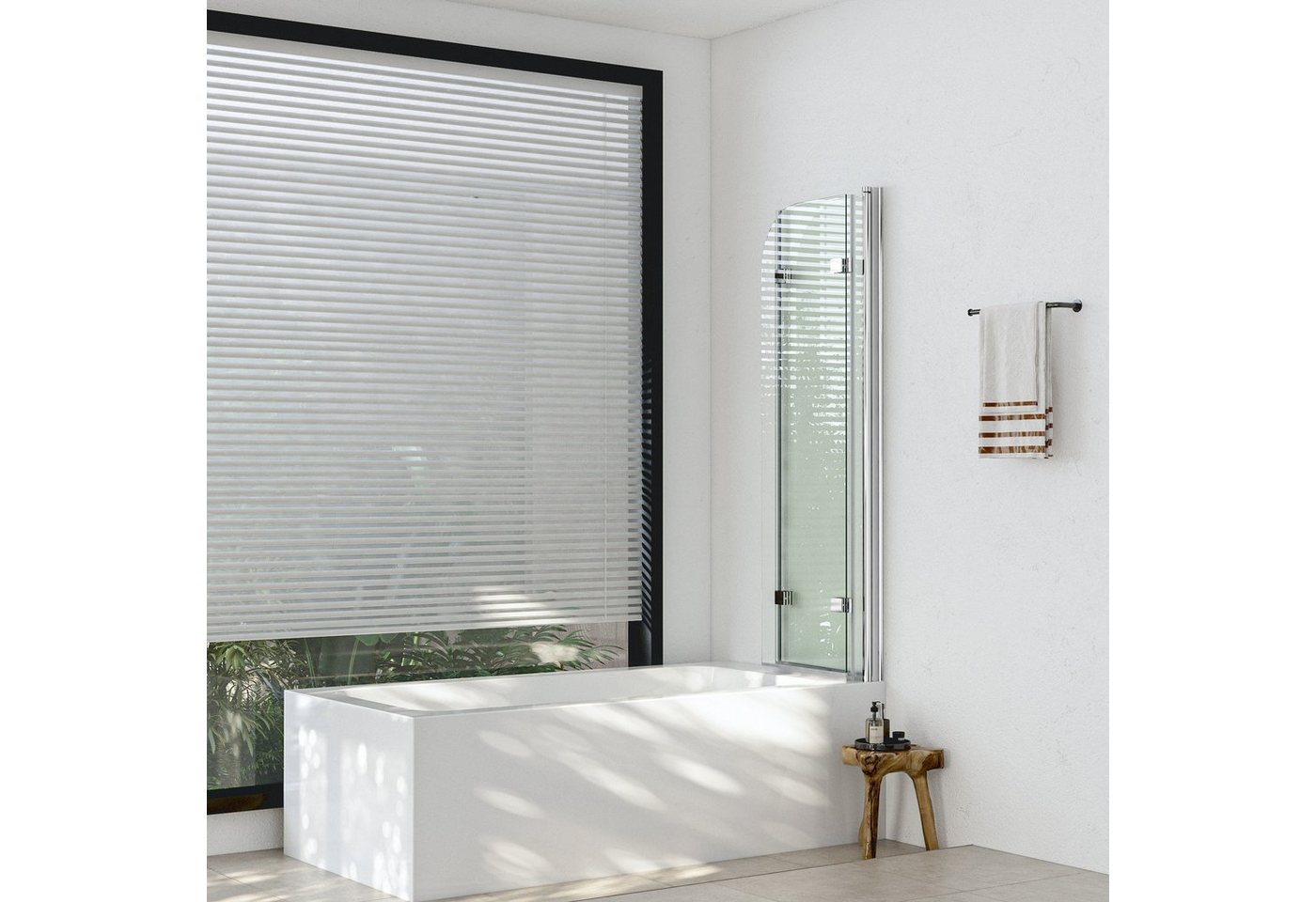 Thumbnail - Boromal Badewannenaufsatz Duschwand für Badewanne 140x140cm 3-teilig Faltbar Badewannenfaltwand, (Klarglas), Badewannenf...