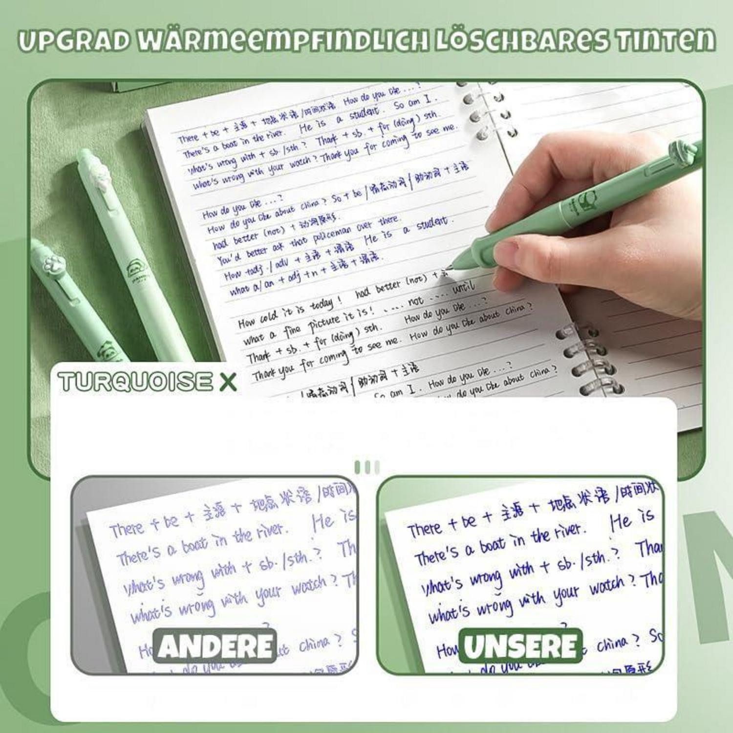 DealKits Kugelschreiber Radierbarer Kugelschreiber 4 Stück Kuli Panda Eiscreme Kuchen