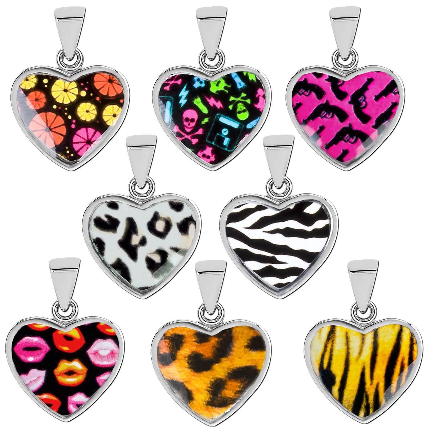 viva-adorno Herzanhänger Kettenanhänger Edelstahl mit buntem günstig online kaufen