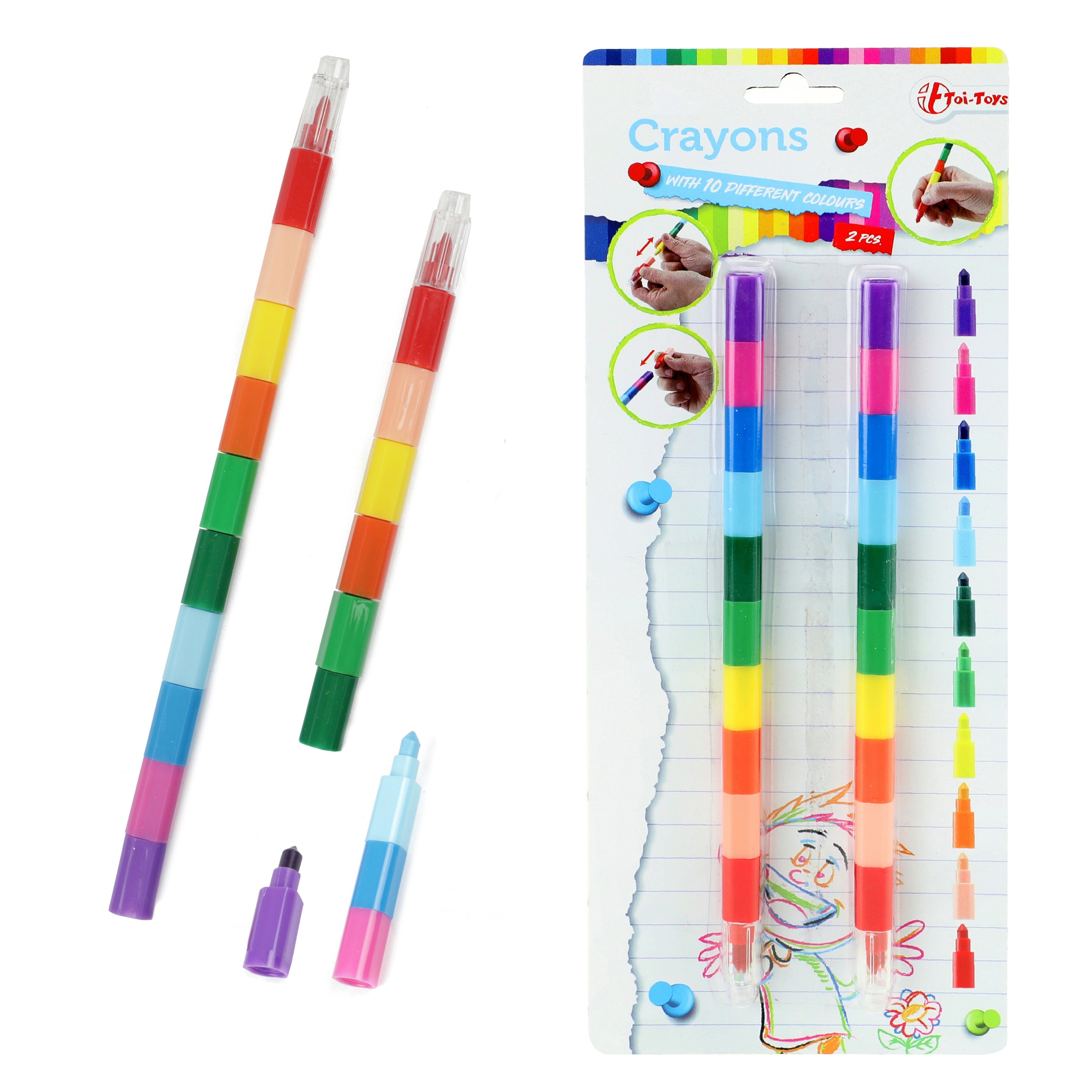 Toi-Toys Malstift Wachsmalstifte 10in1 - mit je 10 Farben (stapelbar)