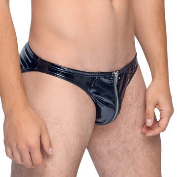 Black Level Slip Lack-Slip mit Reißverschluss für Männer - schwarz (1-St) glänzend