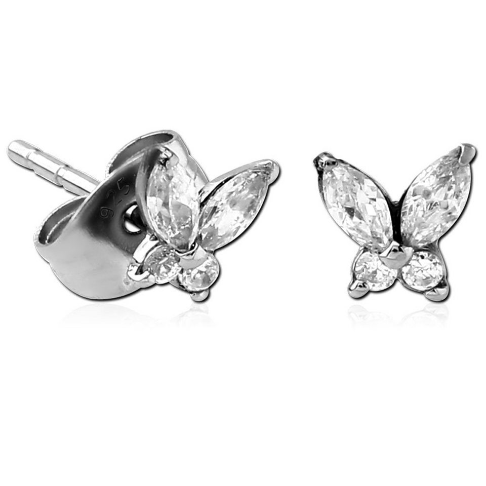 viva-adorno Paar Ohrstecker Kristall Schmetterlinge Damen Mädchen Ohrringe  925 Sterling Silber, Zirkonia