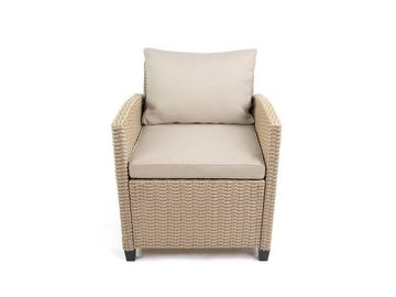 bellavista - Home&Garden® Gartenlounge-Set Rattan Lounge Madeira III bicolor (braun/beige), (Set, 6-tlg), 2-Sitzer Sofa: 124x67x74cm, Sessel: 67x66x74cm, Tisch 90x55x46cm