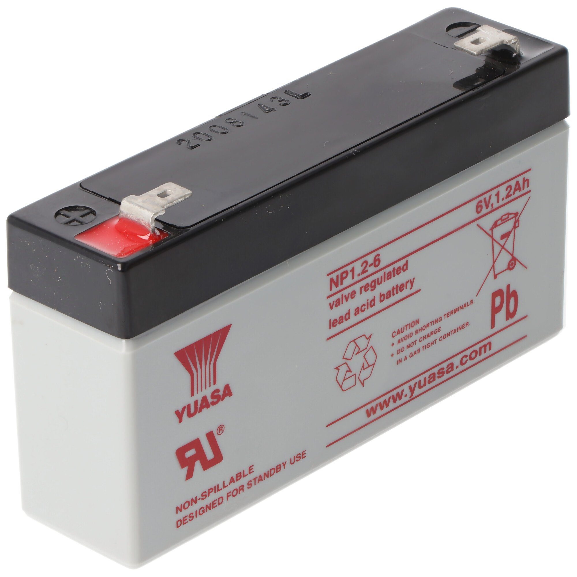 Yuasa YUASA NP1.2-6 Akku Blei PB 6.0 Volt 1200mAh mit 2 Faston 4,8mm Steckk Akku 1200 mAh (6,0 V)