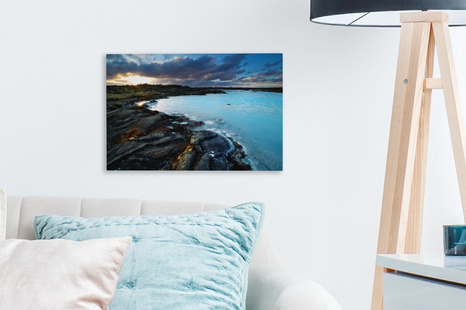 Wanddeko, Island, Rande Wandbild Blauen (1 Lagune Leinwandbild St), OneMillionCanvasses® der Felsen 30x20 cm Leinwandbilder, Aufhängefertig, am