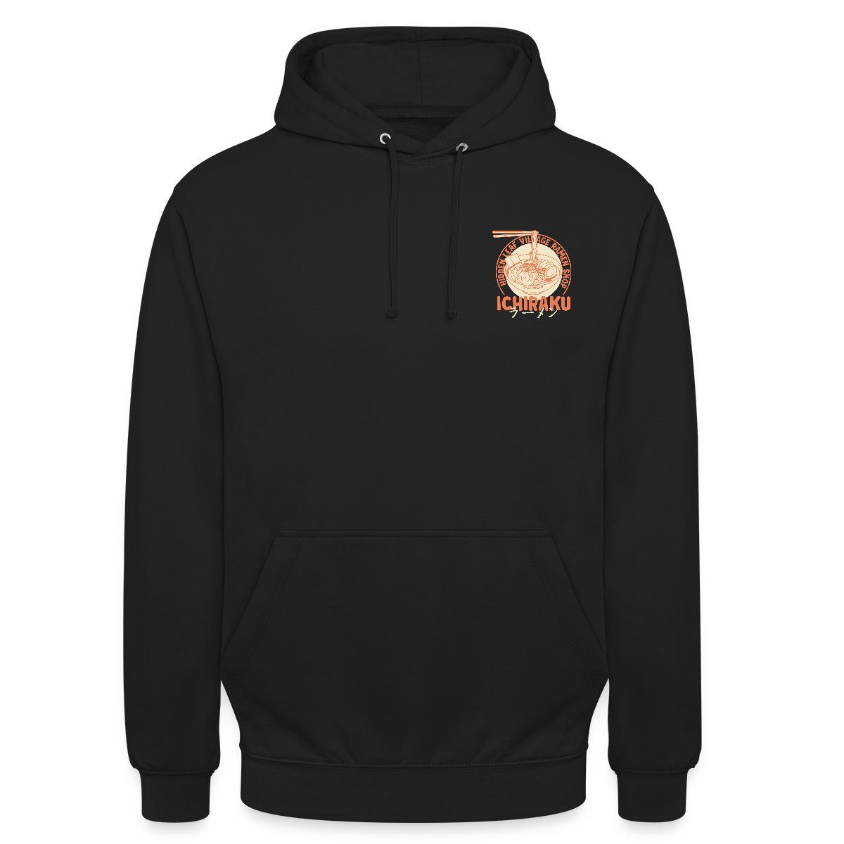 Spreadshirt Hoodie Naruto Ichiraku Hidden Leaf Village Ramen Logo Unisex Hoodie (1-tlg) Unisex-Schnitt: Sitzt bei Männern körpernah, bei Frauen weit