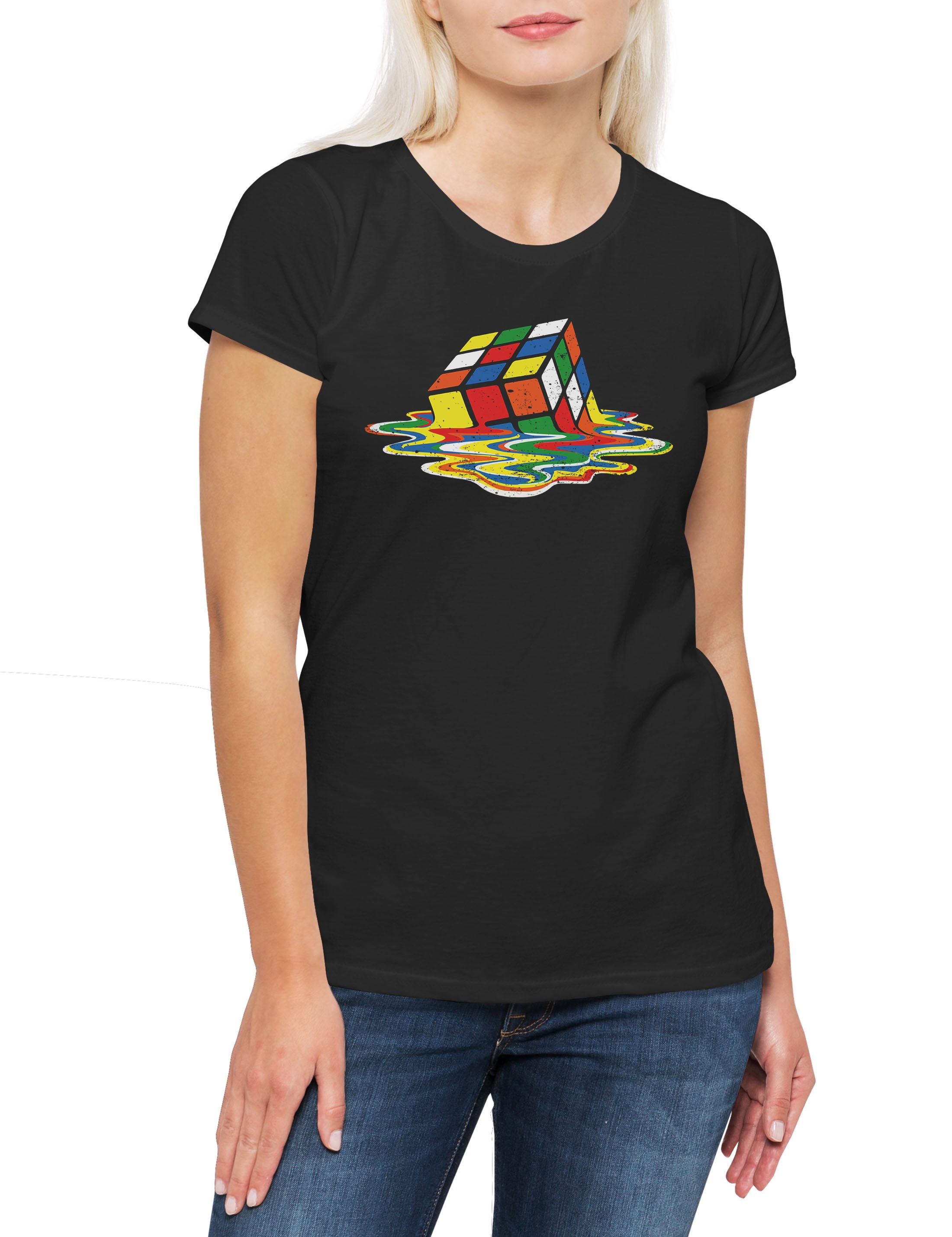 Print-Shirt Cube Meltdown Damen T-Shirt Zauberwürfel 80s Magic Speed Cubing Cuber