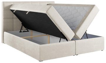 MKS MÖBEL Boxspringbett TOP2, Polsterbett mit Multipocket-Matratze, Stauraumbett