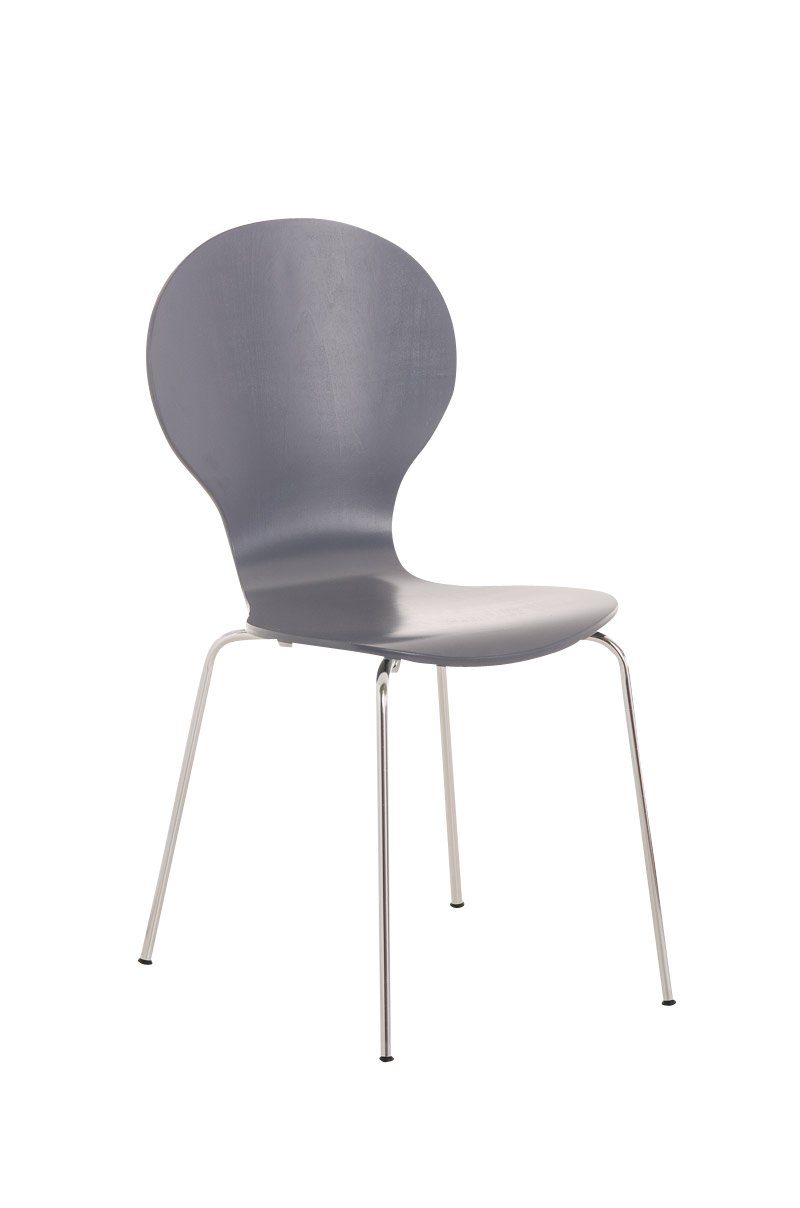 TPFLiving Besucherstuhl Daggy mit ergonomisch geformter Sitzfläche - Konferenzstuhl (Besprechungsstuhl - Warteraumstuhl - Messestuhl), Gestell: Metall chrom - Sitzfläche: Holz grau