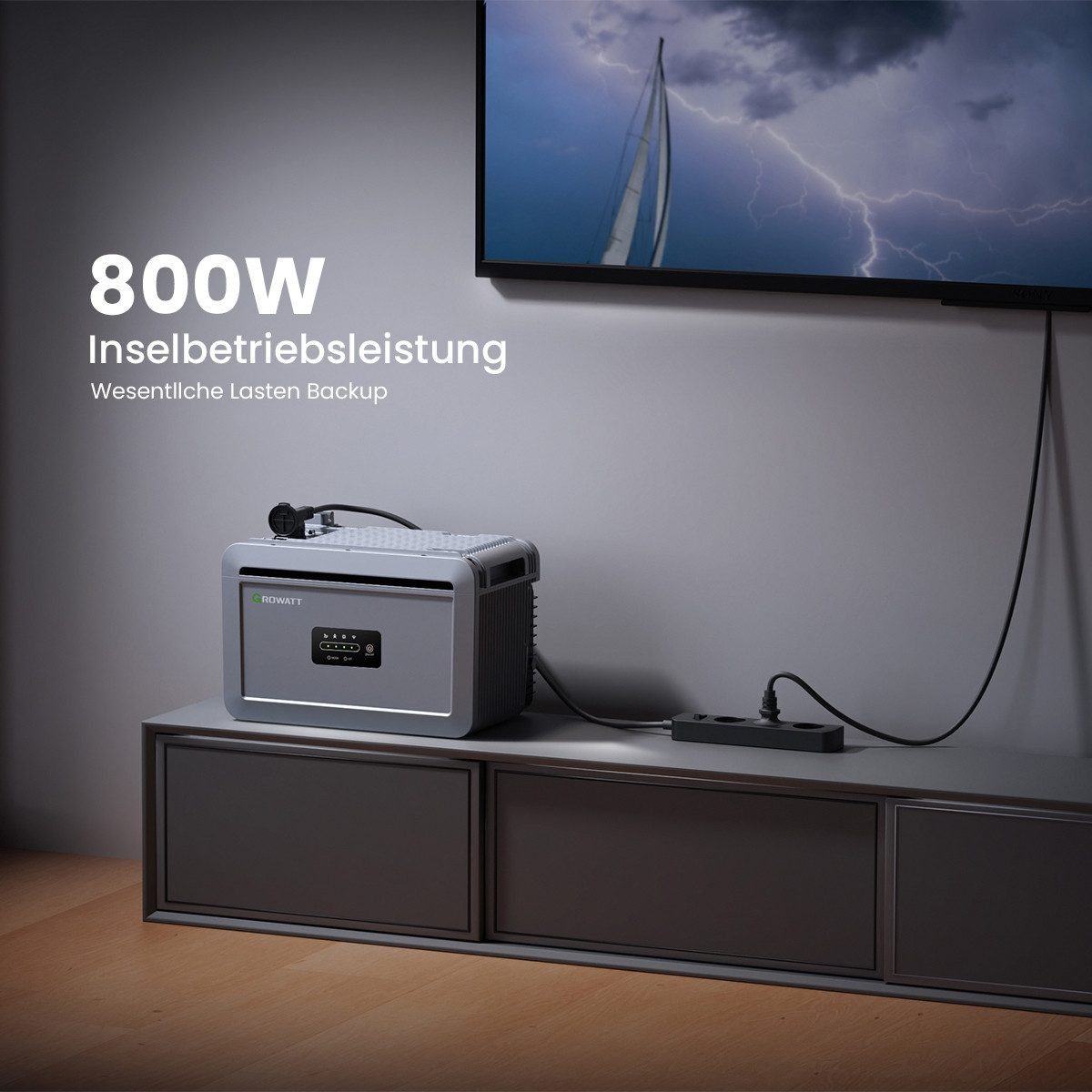 Growatt Balkonkraftwerk 1000W Bifazial PV mit Speicher 2048Wh Growatt NEXA 2000 All-in-One LFP, (2x 500Wp Full Black und NEXA 2000 All-in-One Speicher), WiFi & Bluetooth-Unterstützung