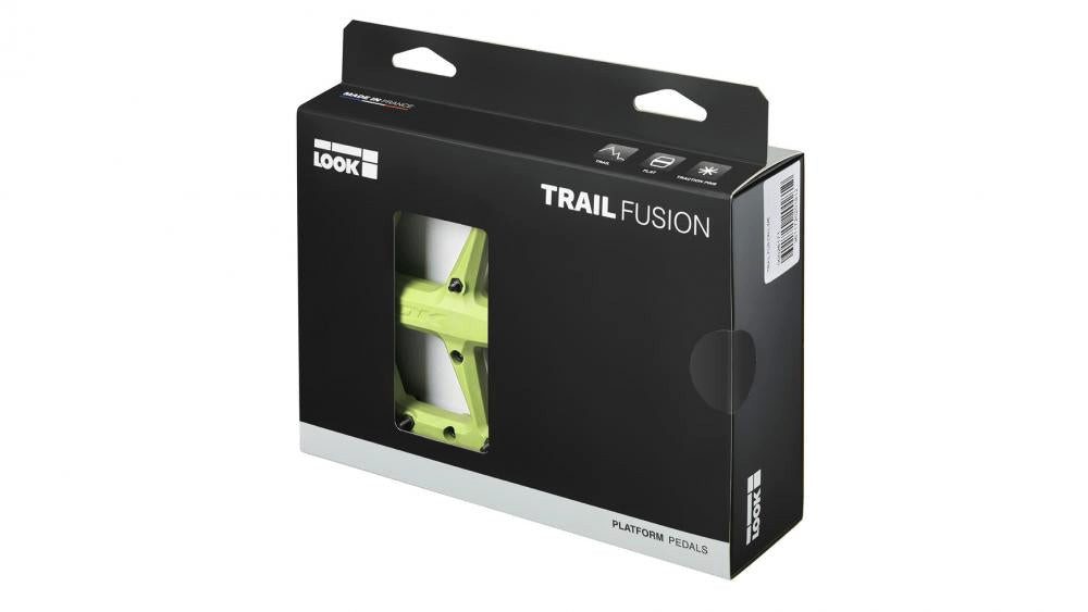 Look Plattformpedale LOOK Trail Fusion Plattformpedale Lime, Composite Flat-Pedale mit 8 Pi