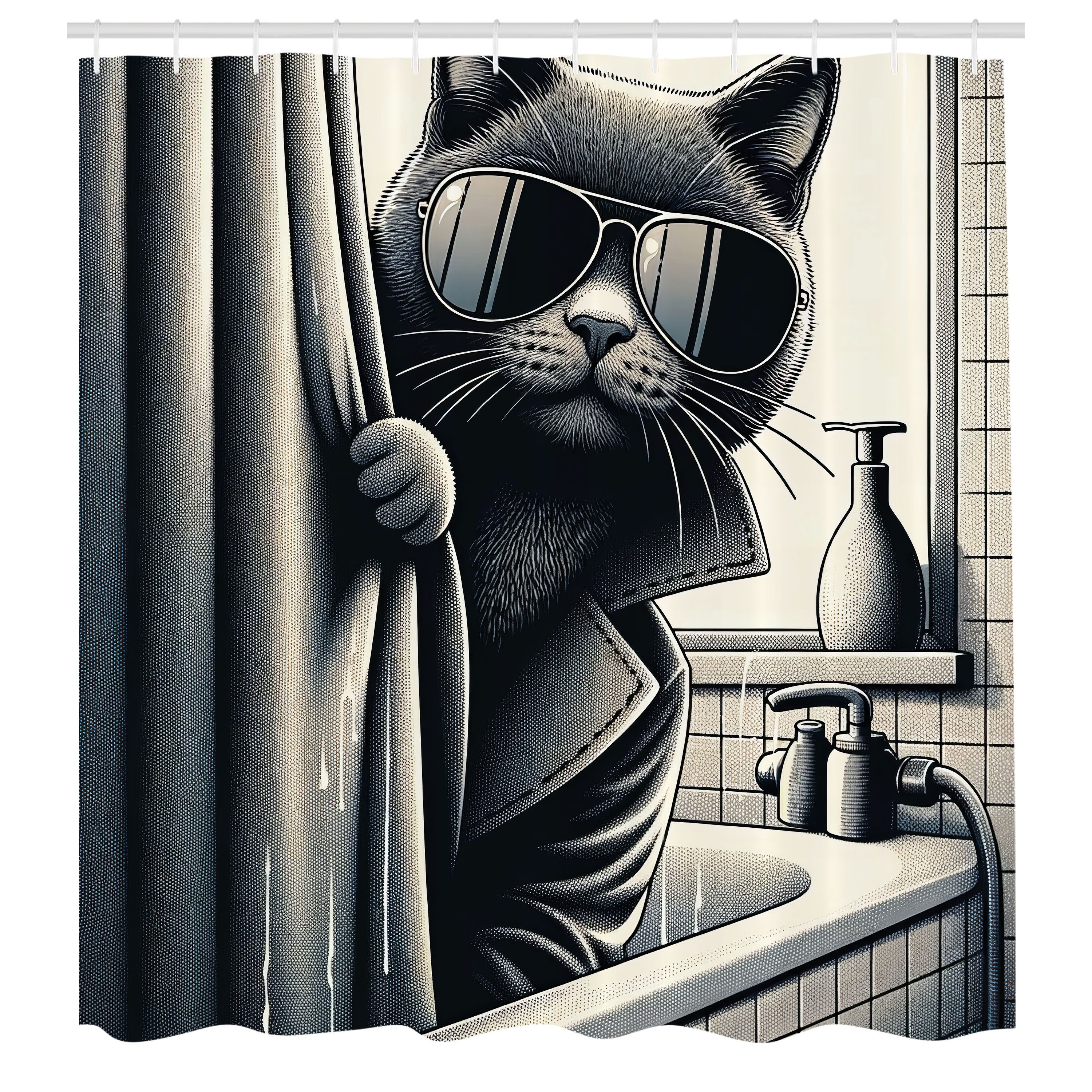 Abakuhaus Duschvorhang Moderner Digitaldruck mit 12 Haken auf Stoff Wasser günstig online kaufen