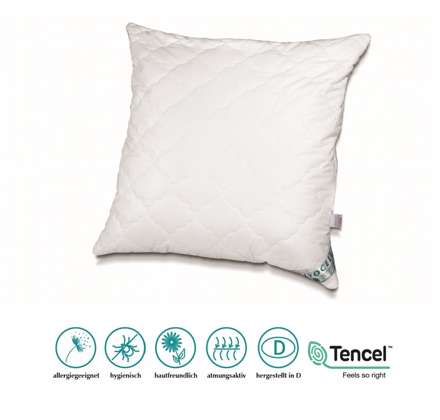 Bach's Bettenwelt Kopfkissen Lyocell Tencel Kissen Kopfkissen 80x80 cm optimale Klimaregulierung, mit Innenkissen, Höhe verstellbar