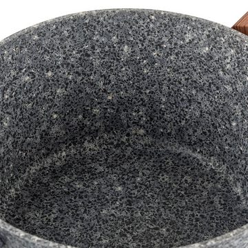 Florina Kochtopf Schöner grauer Topf mit Steinbeschichtung, Glasdeckel 24cm/ 4,1L, Aluminiumguss (Sehr hohe Verarbeitungsqualität)