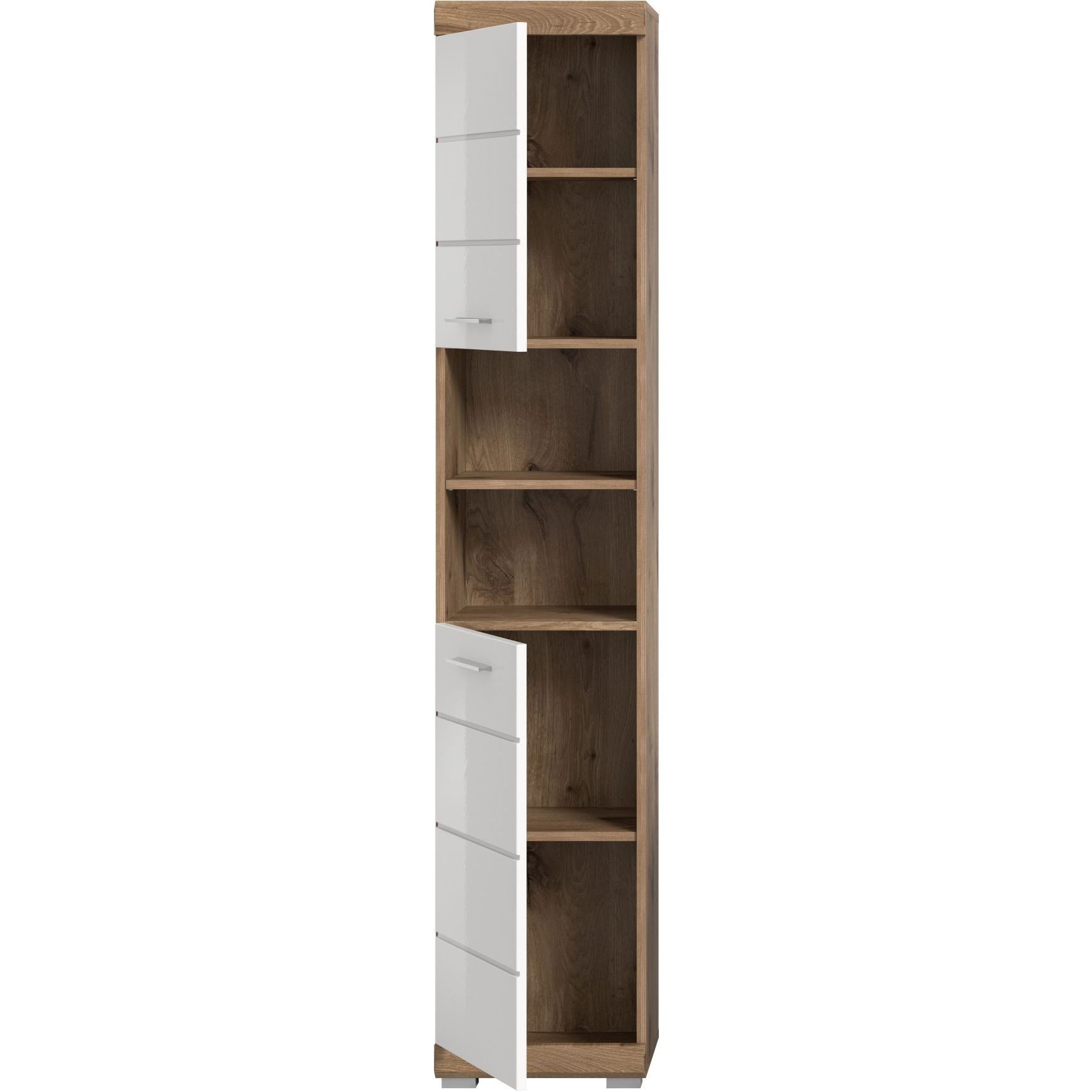 xonox.home Hochschrank Nox Oak Nachbildung Weiß Hochglanz Melamin 74x141x31 cm