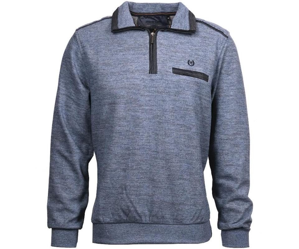 Mode Monte Carlo Sweatshirt Sweat-Shirt Troyer Zip Jeansblau