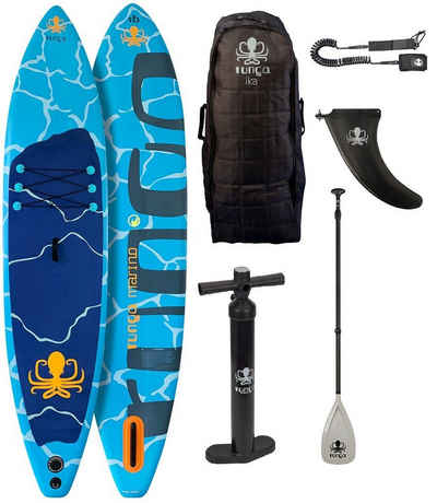 Runga-Boards Inflatable SUP-Board MARINO AIR 11.4 Stand Up Paddling SUP iSUP, All-Around-Fitness-Board, (Set 3, mit Trolley-Rucksack, doppelhub Pumpe, Carbon/Kunststoff Paddel)
