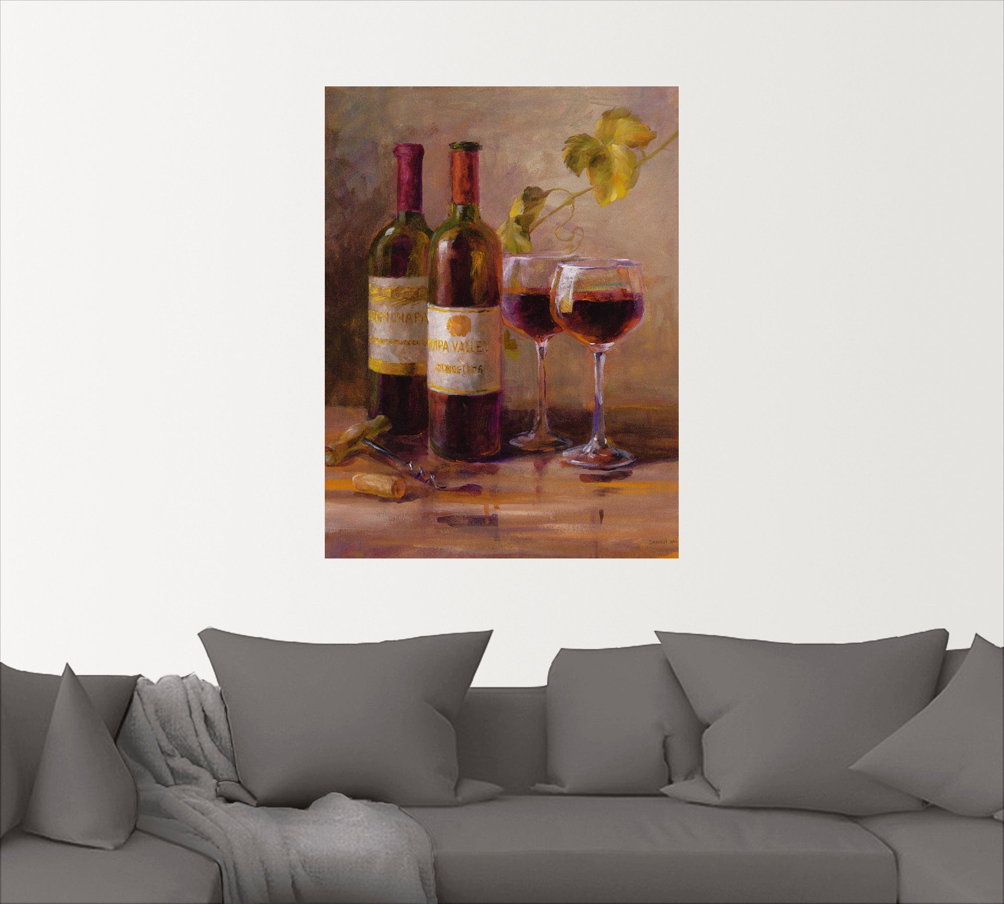 als Leinwandbild, St), in I, Wandbild Artland (1 oder Wein Größen versch. Offener Wandaufkleber Getränke Poster