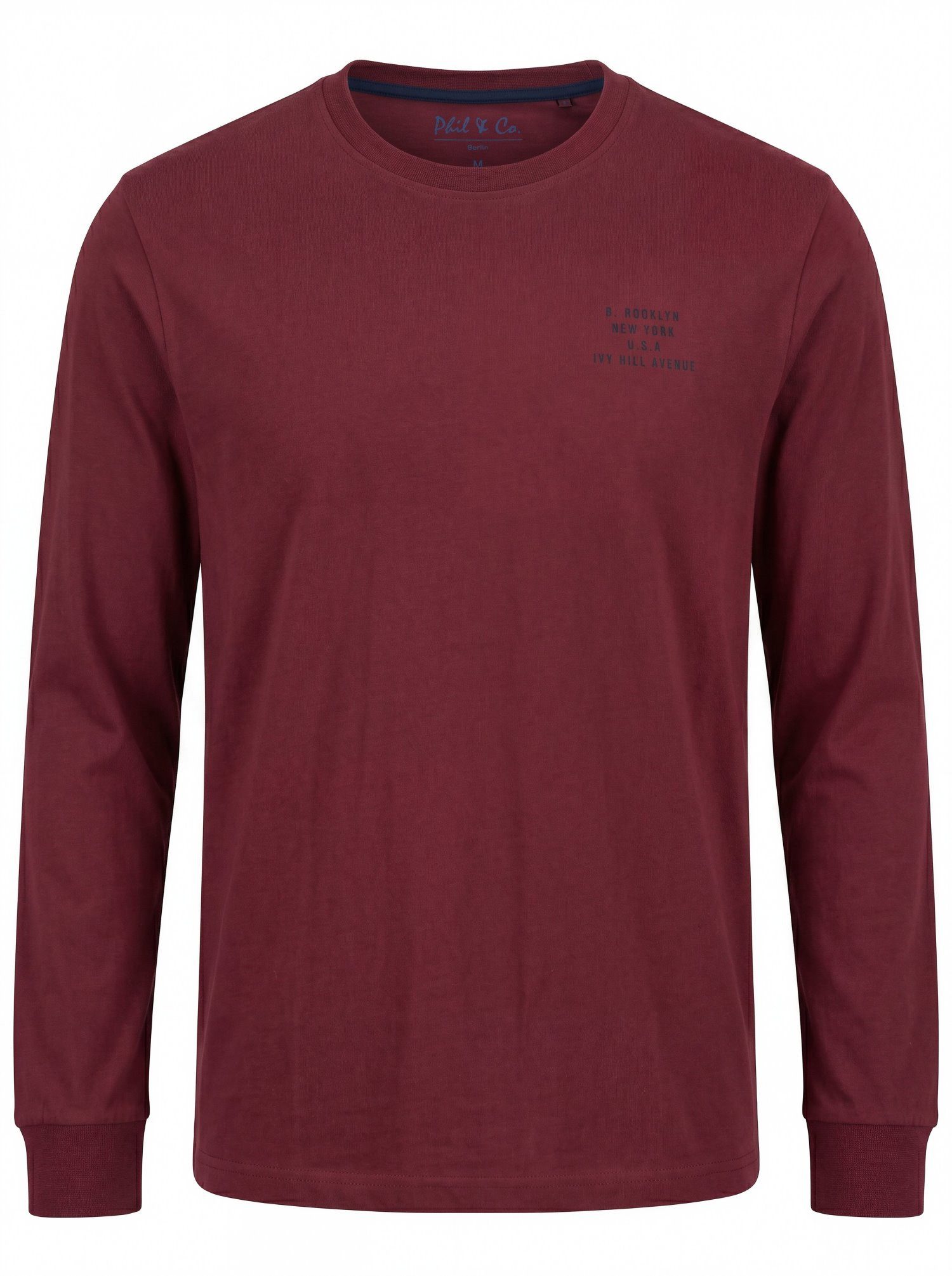 Phil & Co. Pyjamaoberteil Herren Pyjamashirt mit langem Arm (1-tlg) Baumwolle