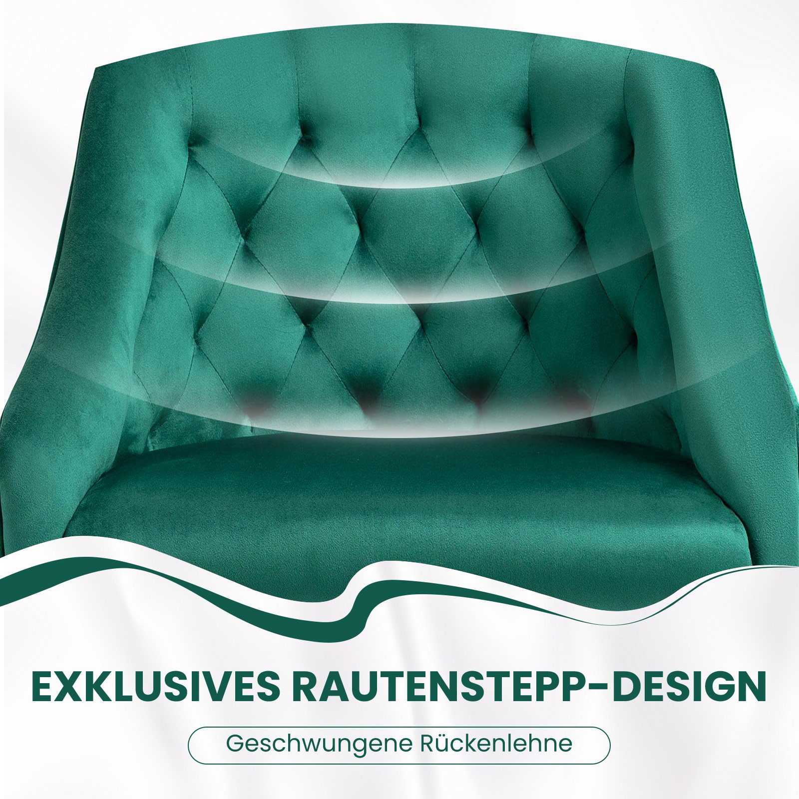Fiximaster Polsterstuhl mit ergonomischer Rückenlehne, höhenverstellbarer Samt-Schminkstuhl (1 St), Drehstuhl und Bürostuhl, 360° drehbar – Bild 5 von 5