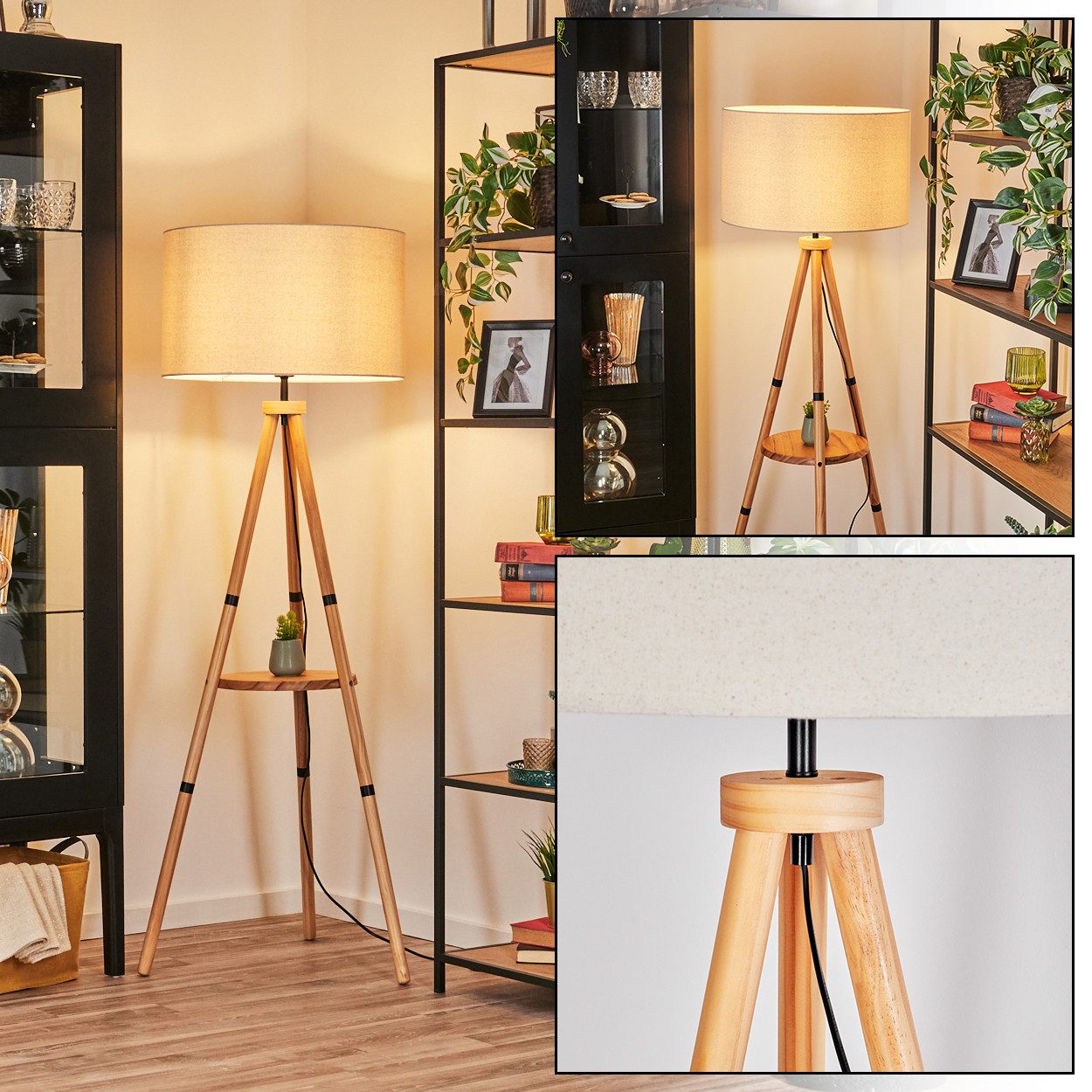 hofstein Stehlampe Stehlampe aus Holz/Metall im günstig online kaufen