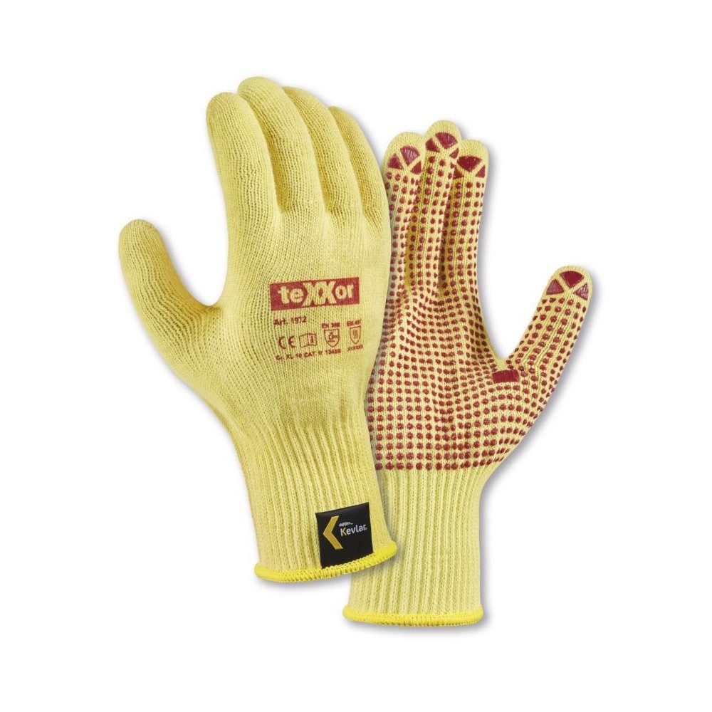 teXXor Arbeitshandschuh-Set Mittelstrick Handschuhe Aramid Mit Noppen