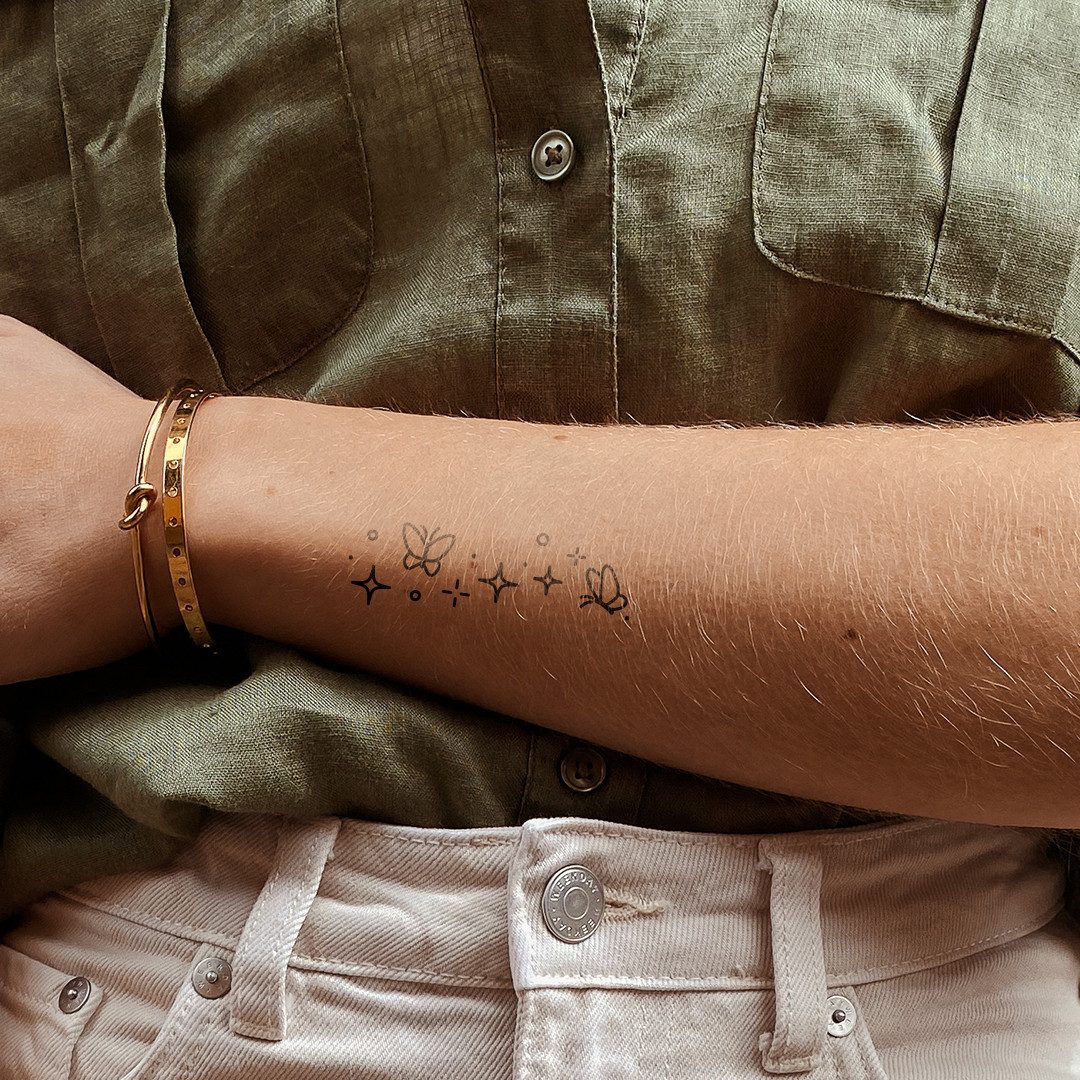 Inkster Schmuck-Tattoo Glitzernde Schmetterlinge Tattoo, wasserfestes temporäres Tattoo, 2 Wochen Halt