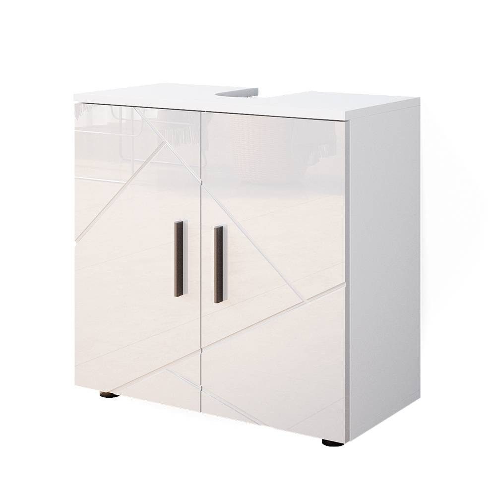 Vicco Waschbeckenunterschrank Irma, Weiß Hochglanz, 60 x 59 cm