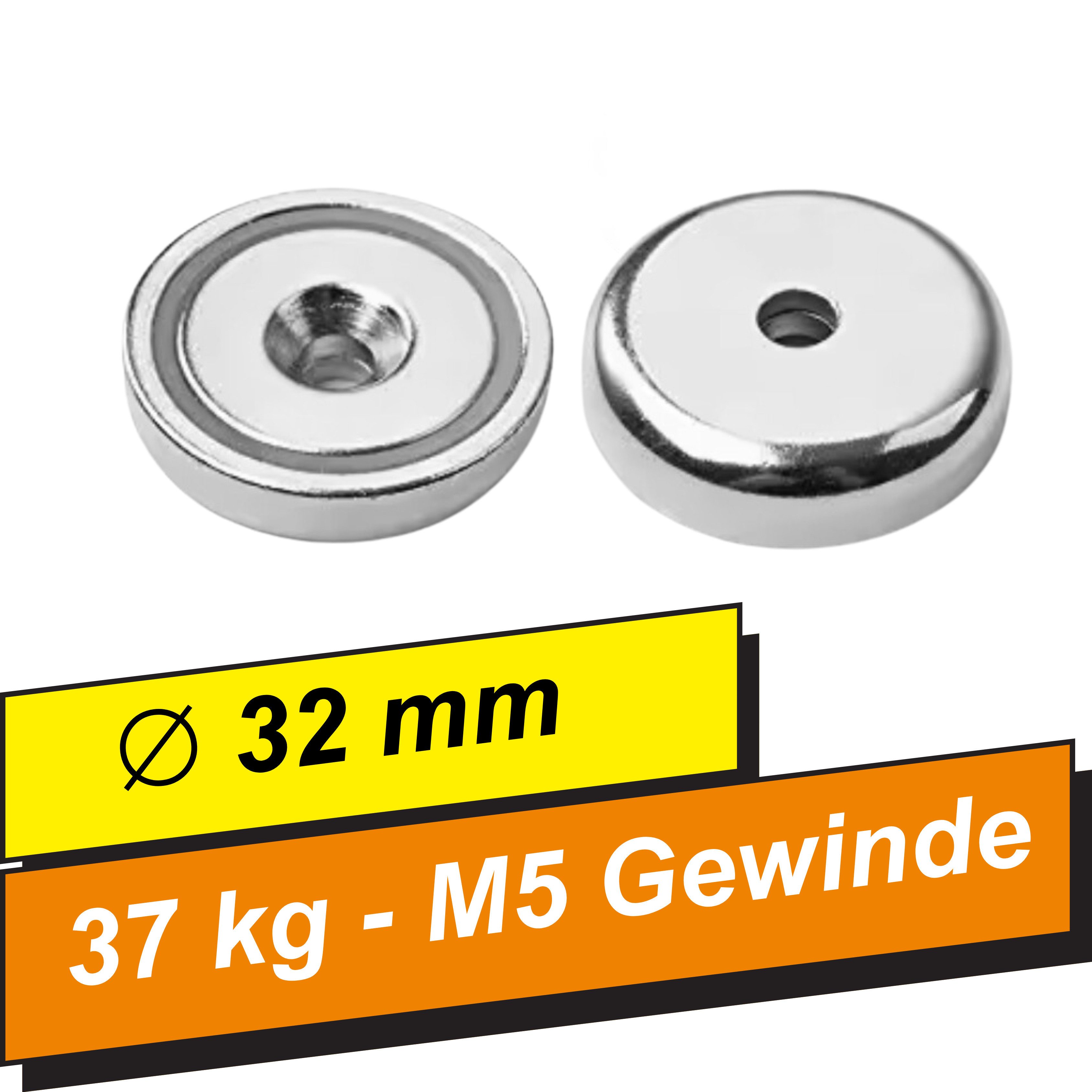 MaajeeKuto Magnet Neodym Magnete Loch Bohrung Senkung 32mm Magnet zum schrauben Scheibe (1-St)