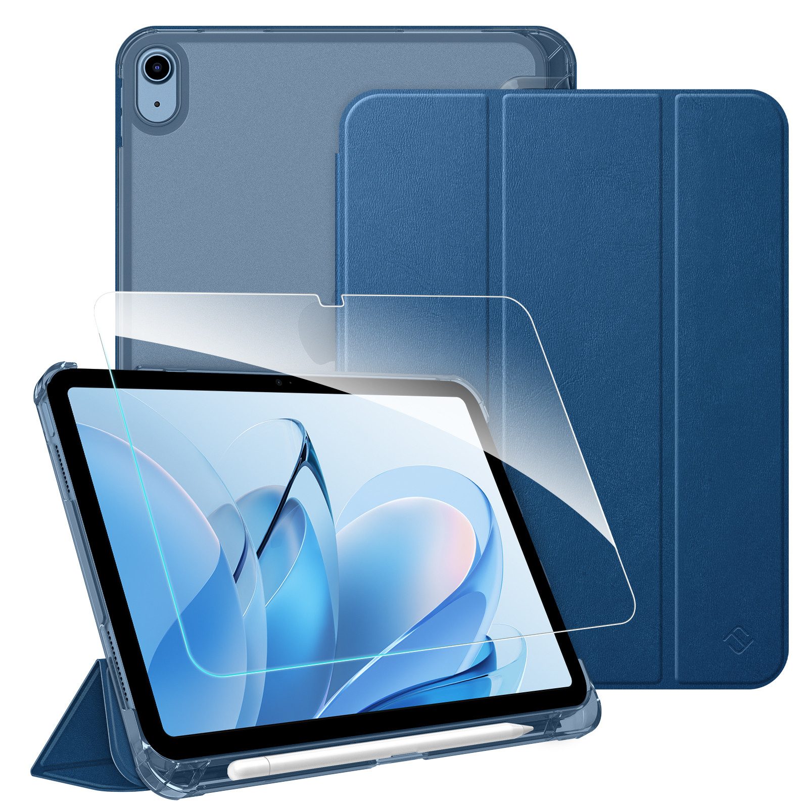 Fintie Tablet-Hülle für iPad 11 Generation 11'' 2025 (A16), iPad 10 Generation 10.9'' 2022, mit Schutzfolie-ultradünne transparente Rückseite Case mit Stifthalter