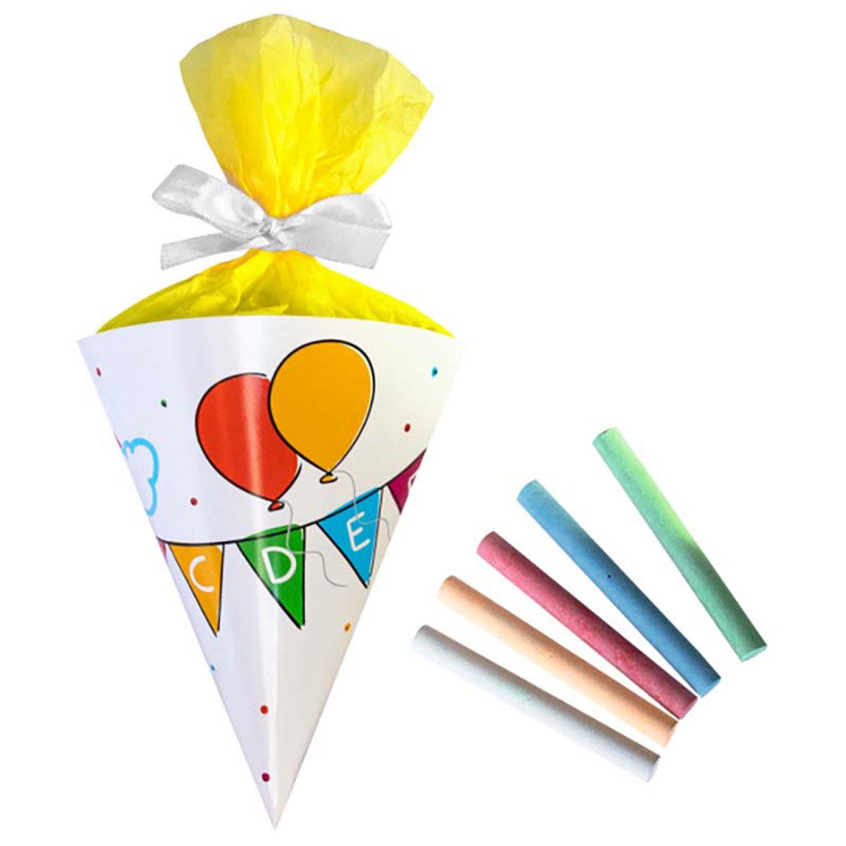 Amscan Geschenkpapier Schultüte 21cm mit Kreide