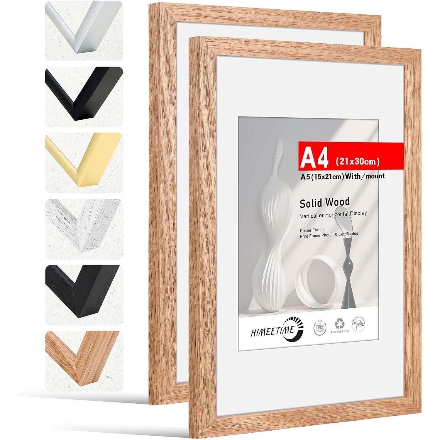 LuxusKollektion Bilderrahmen-Set Bilderrahmen A4 21x30cm Eiche Holz, Eiche A4(21x29,7cm) 2x, (2 St)