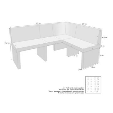 Möbelcenter Löhne Eckbank Bravo, universal umbaubar, ca. 130x170 cm, Stoff wasserabweisend