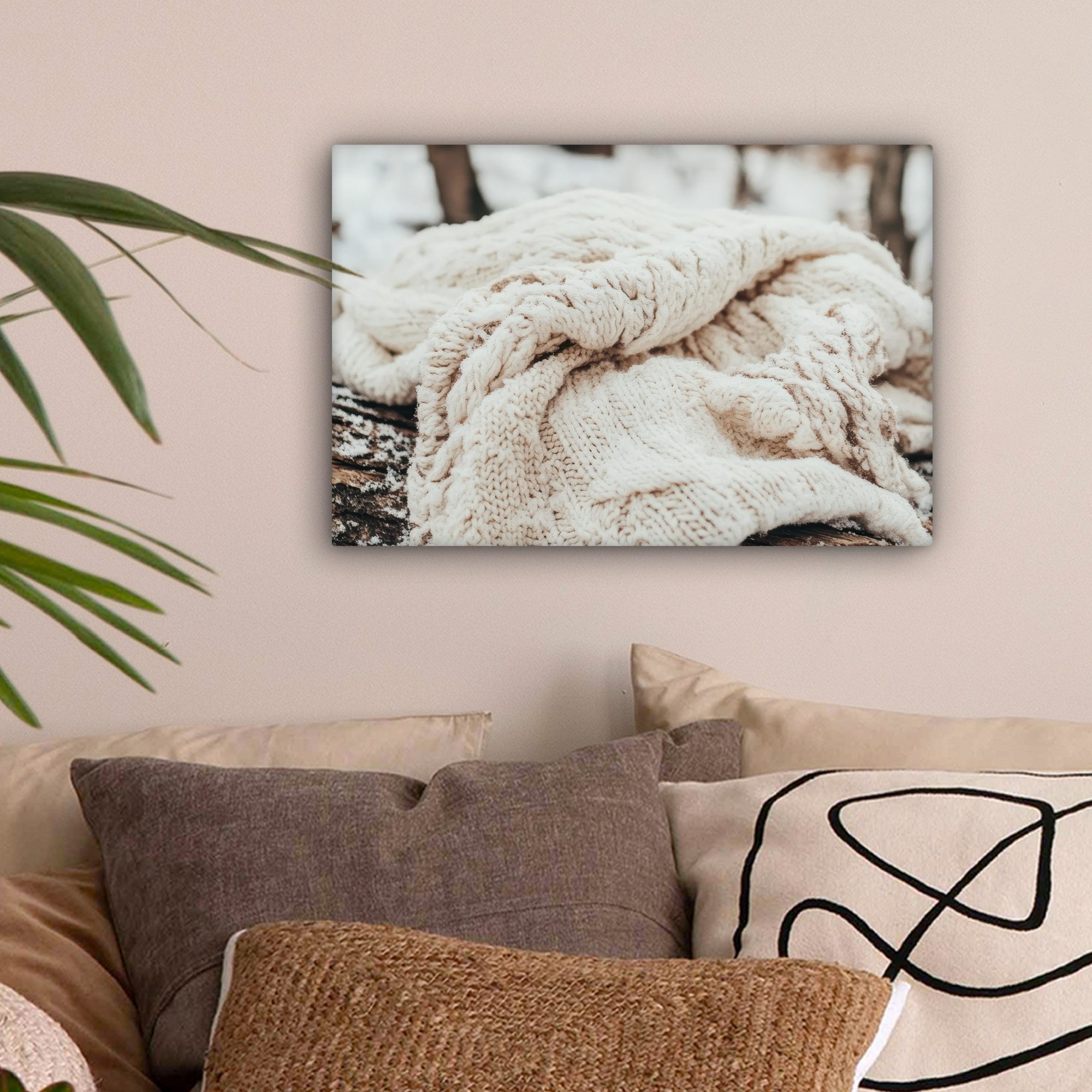 OneMillionCanvasses® Leinwandbild Decke - Weiß - Baumstumpf - Winter - Schn günstig online kaufen