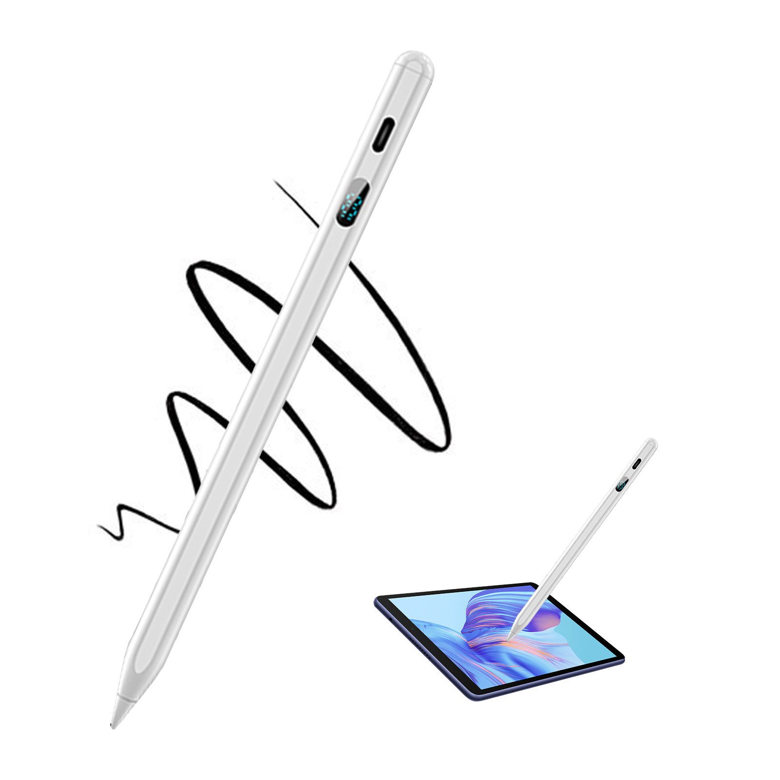 REDOM Eingabestift Stift Stylus Pen Touchstift Pencil Touchscreen f. Apple iPad 2018-2023 (Bildschirm Leistungsanzeige, 1-St., Hochpräzise Handflächenerkennung LED-Anzeige Neigungsempfindlich) Magnetisches Pen Kompatibel mit iPad iPad Pro iPad Mini iPad Air