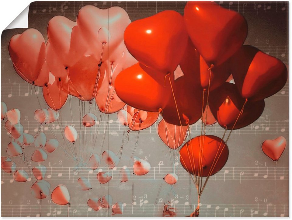 Artland Wandbild Rote Herzen, Herzen (1 St), als Leinwandbild, Wandaufkleber  oder Poster in versch. Größen
