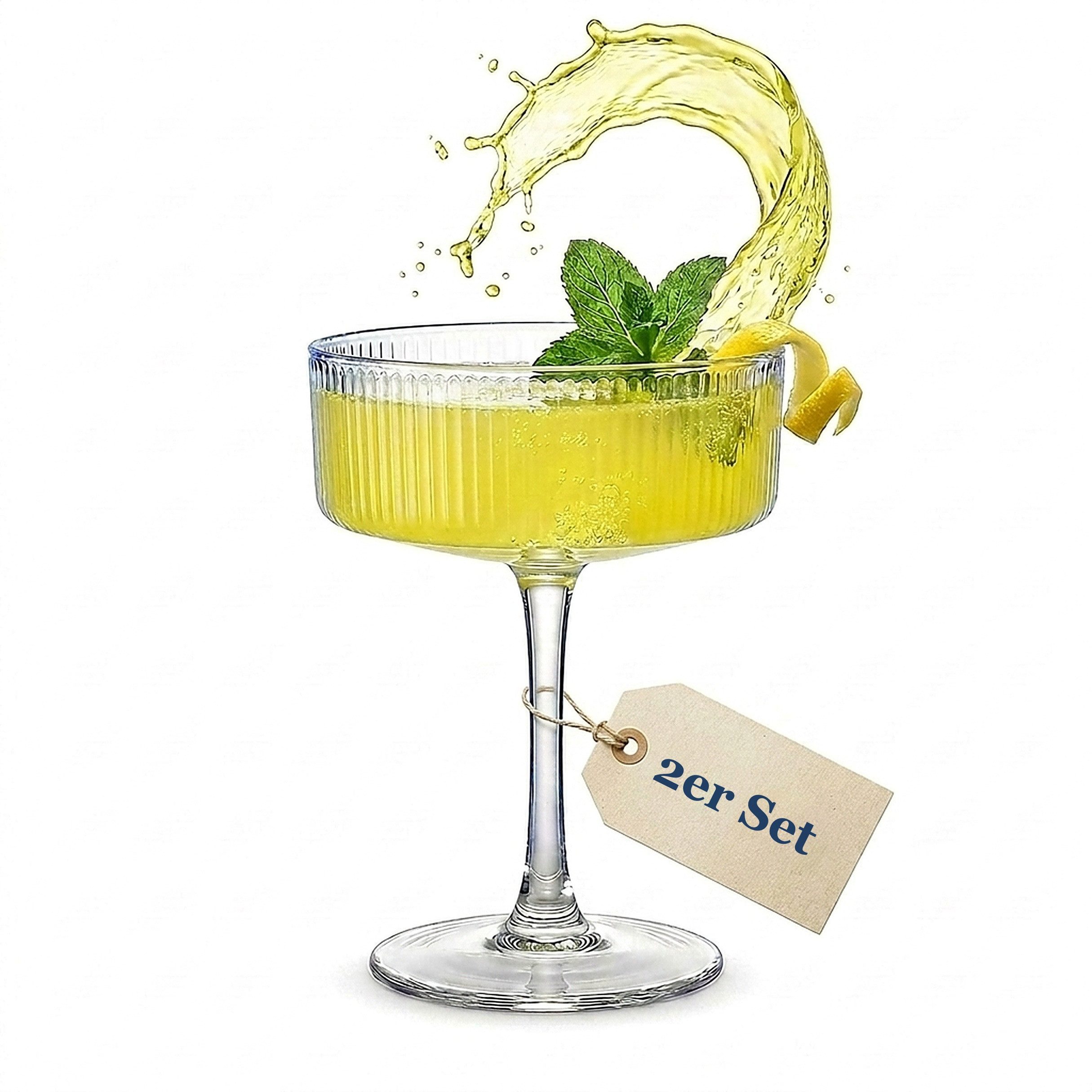 DAL CERO Gläser-Set BIANCO & COBALT Cocktailgläser geriffelt, 2-tlg., 1-12er Sets / mit Stiel