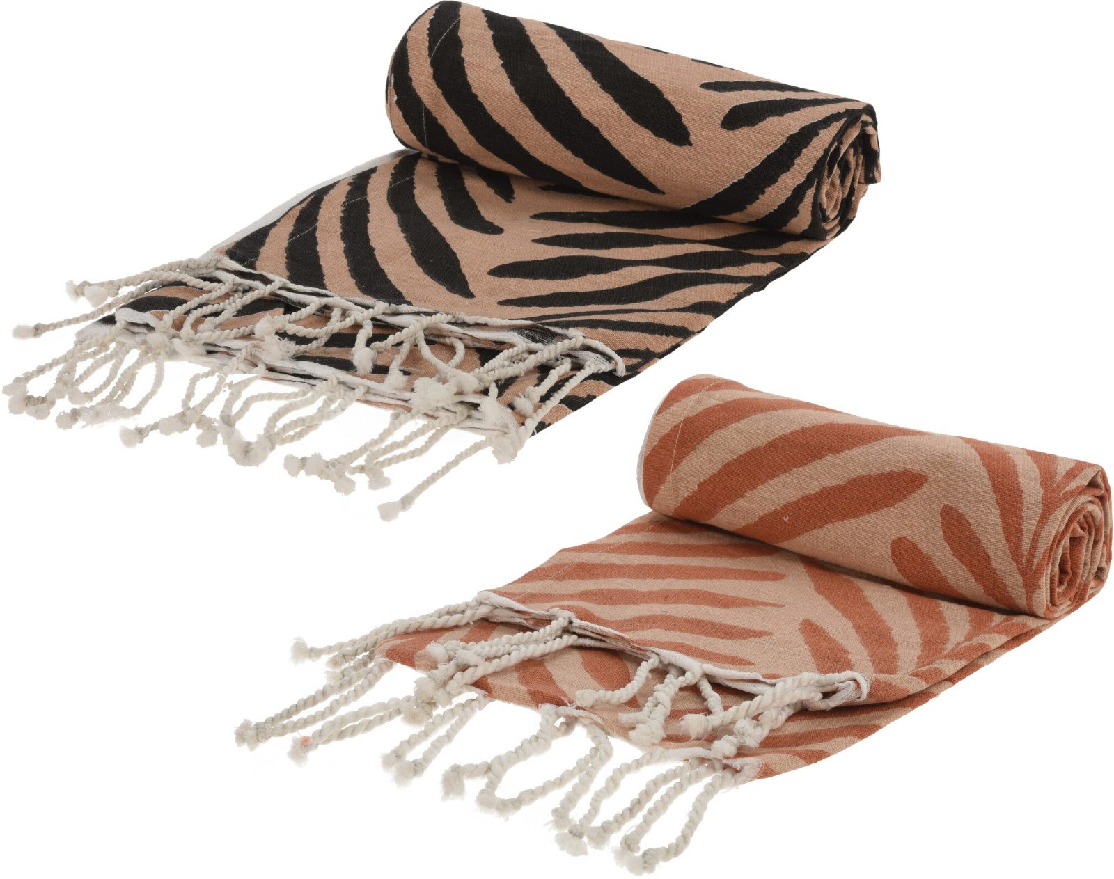 Koopman Hamamtuch Saunatuch Handtuch 170x90 cm Rot + Schwarz Baumwolle 2er Set, (2-St), 2tlg, Strandtuch, Saunatuch, Handtuch, 170x90cm